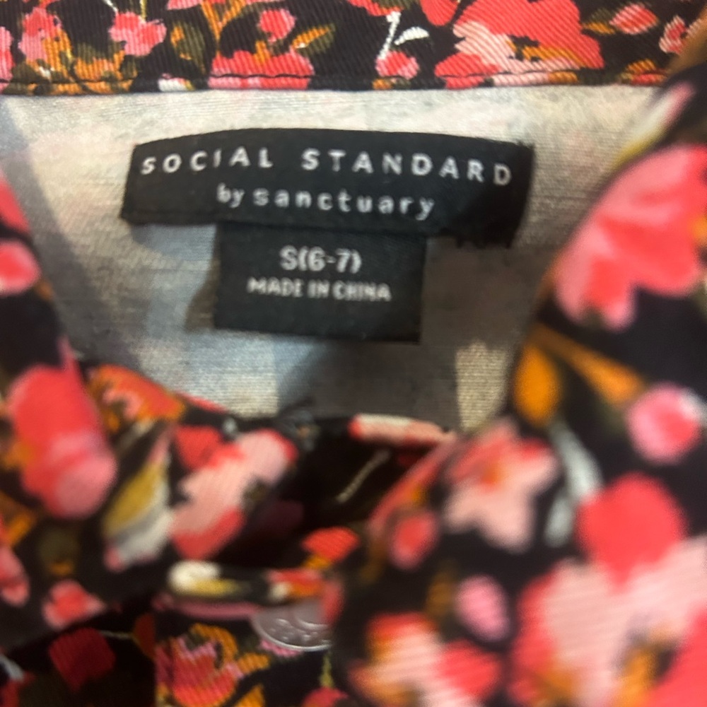 Social Standard by Sanctuary Girls Denim Dress With Floral Jacket NWT Small 6/7 - Picture 11 of 16